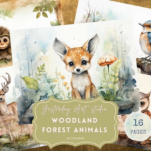 Forest Animal Junk Journal Papers Ephemera Digital Scrapbook Paper Kit Collage Woodland Animals Junk Journal Kit Forest Woodland Journal