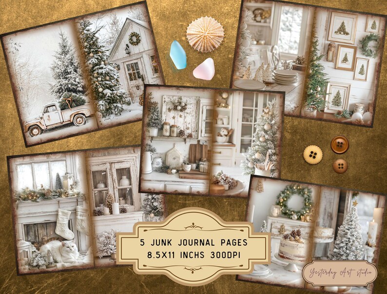 Farmhouse Christmas Junk Journal Pages Rustic Christmas Junk Journal ...