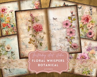 Botanical Junk Journaling Descargas Ephemera Digital Scrapbook Paper Kit Collage Botanical Junk Journal Kit Botanical Junk Journal Imprimible