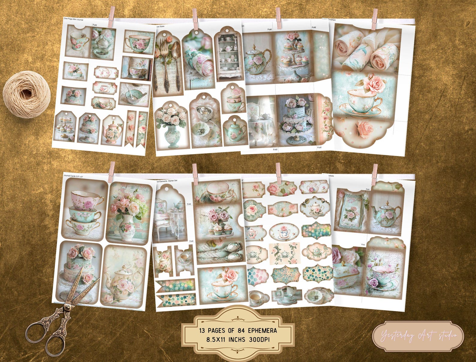 Shabby Chic Floral Teapot Junk Journal Kit Tea Journal Printable Pages ...