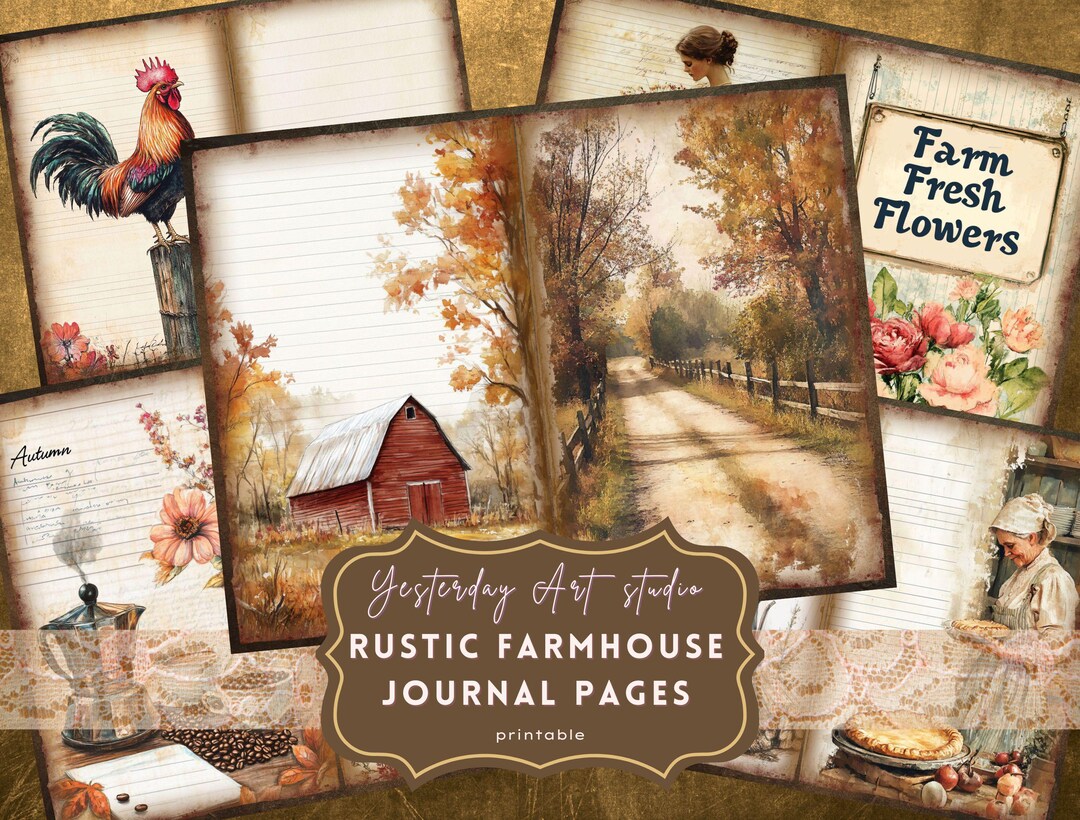 Rustic Farmhouse Junk Journal Kit, Vintage Farm Ephemera, Country ...