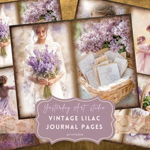 Lilac Junk Journal Kit, Vintage Floral Printable Ephemera, Lilac-Themed Scrapbook Pages, Lavender Journal Ephemera, Journal Folio Trifold