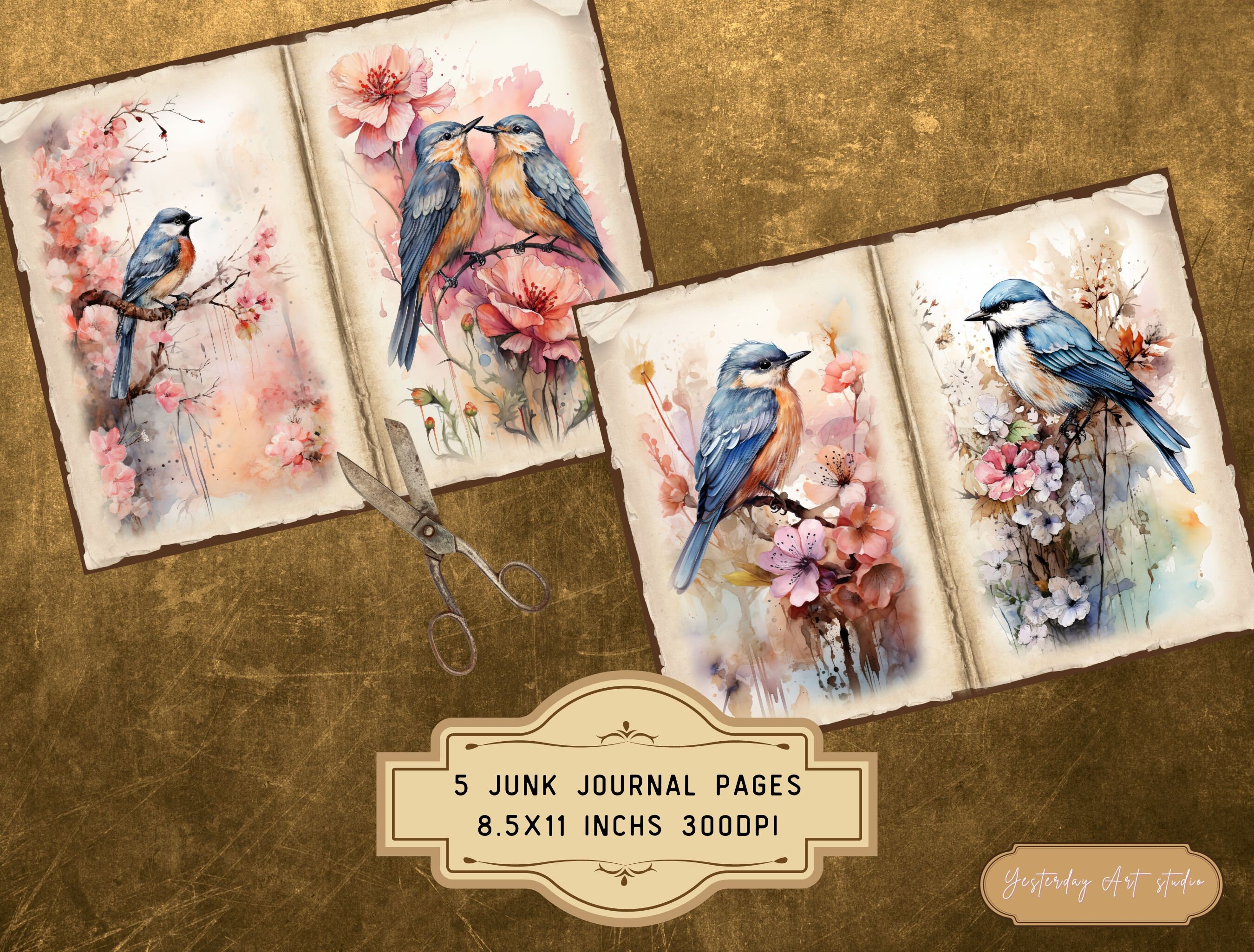 Watercolor Wildflowers Junk Journal Printable Papers Digital Scrapbook ...