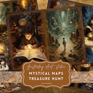 Kit de diário de lixo para caça ao tesouro, busca misteriosa, coisas efêmeras, kit de papel digital, colagem, caça ao tesouro, diário de lixo