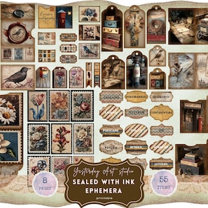 Sealed with Ink Junk Journal Kit – Vintage Post Office Ephemera, Letters, Envelopes, Airmail, Stamps, Wax Seals Trifold Folio, Stationery