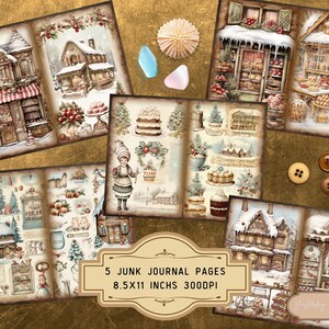 Winter Bakery Junk Journal Page Digital Scrapbook Paper Kit Festive ...