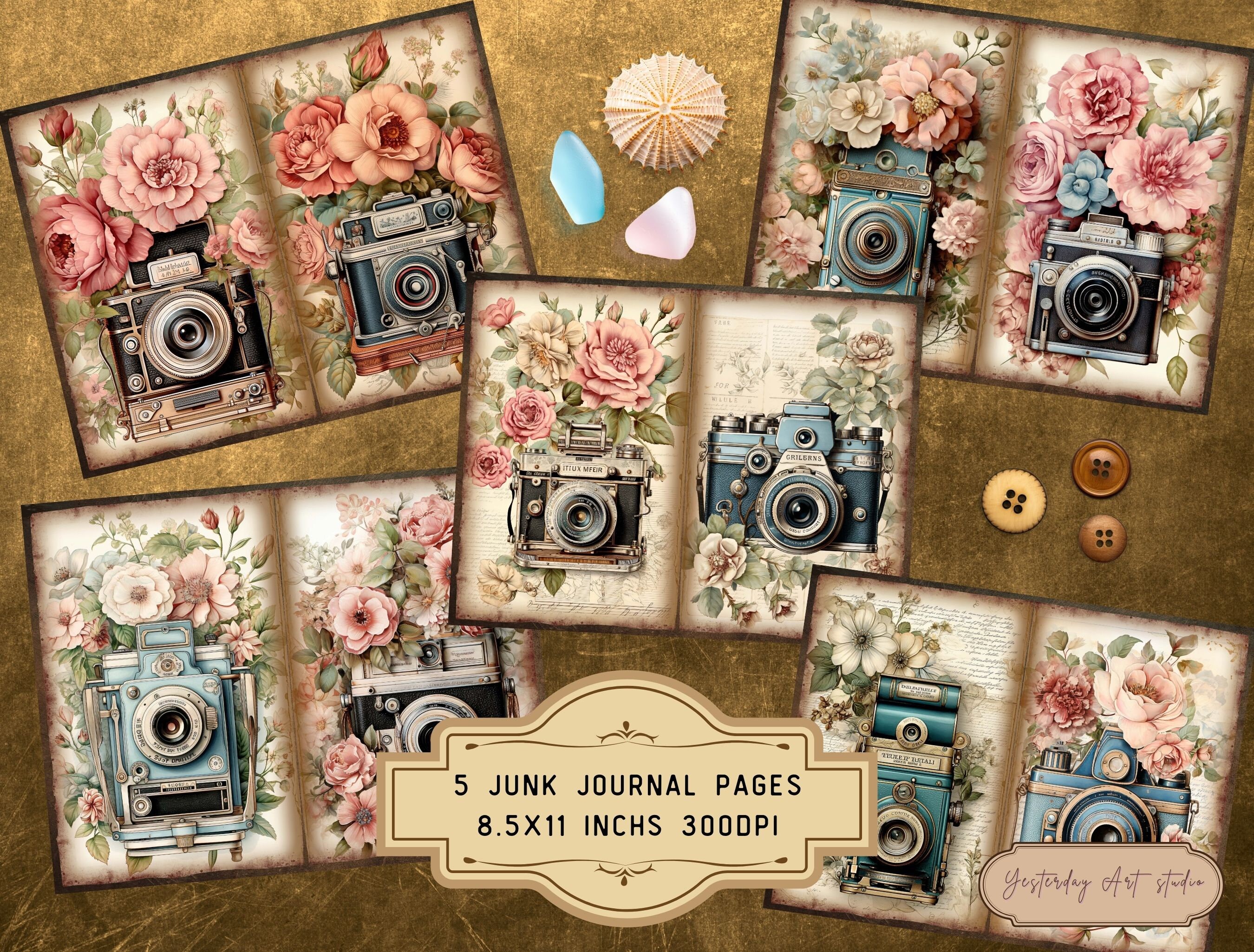 Vintage Camera Junk Journal Pages Ephemera Digital Scrapbook Paper Kit ...