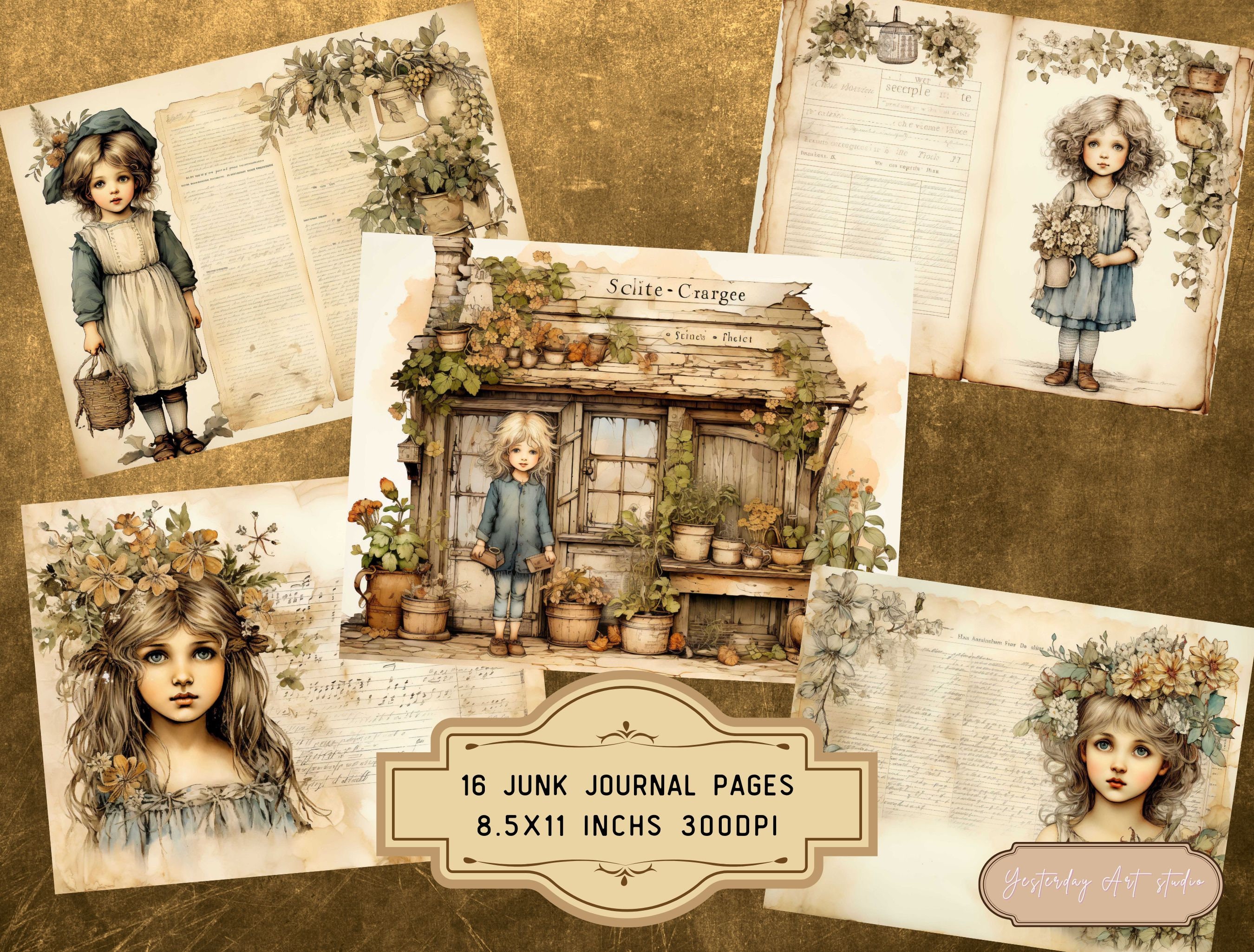 Cottage Kids Junk Journal Page Ephemera Digital Scrapbook Paper Kit ...