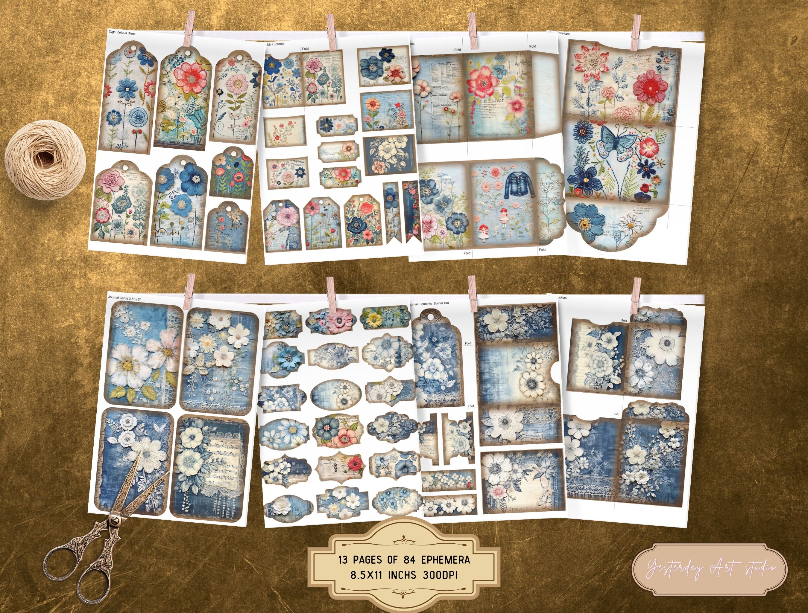 Junk Journal Denim Ephemera Download Collage Sheet Denim Junk Journal ...