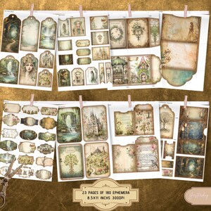 Elven Forest Junk Journal Pages Digital Scrapbook Paper Kit Vintage ...