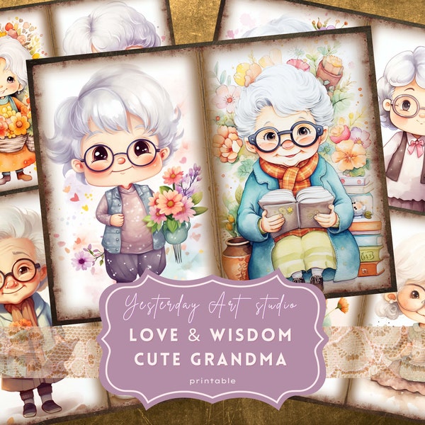 Cute Grandma Junk Journal Pages Digital Scrapbook Paper Kit Collage Junk Journal Kit for Grandma Ephemera Grandmother Memories Journaling