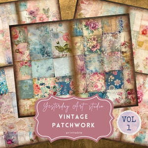 Vintage Patchwork Junk Journal Papers Quilting Scrapbooking Kit Patchwork Journaling Supplies Vintage Textile Journal Ephemera Sewing Pages