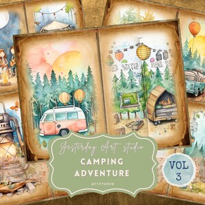Camping Junk Journal Printables Traveler Printable Junk Journal Kit Camping Trip Junk Journal Pages Camping Junk Journal Kit Glamping