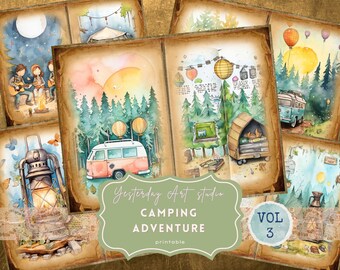 Camping Junk Journal Printables Traveler Printable Junk Journal Kit Camping Trip Junk Journal Pages Camping Junk Journal Kit Glamping