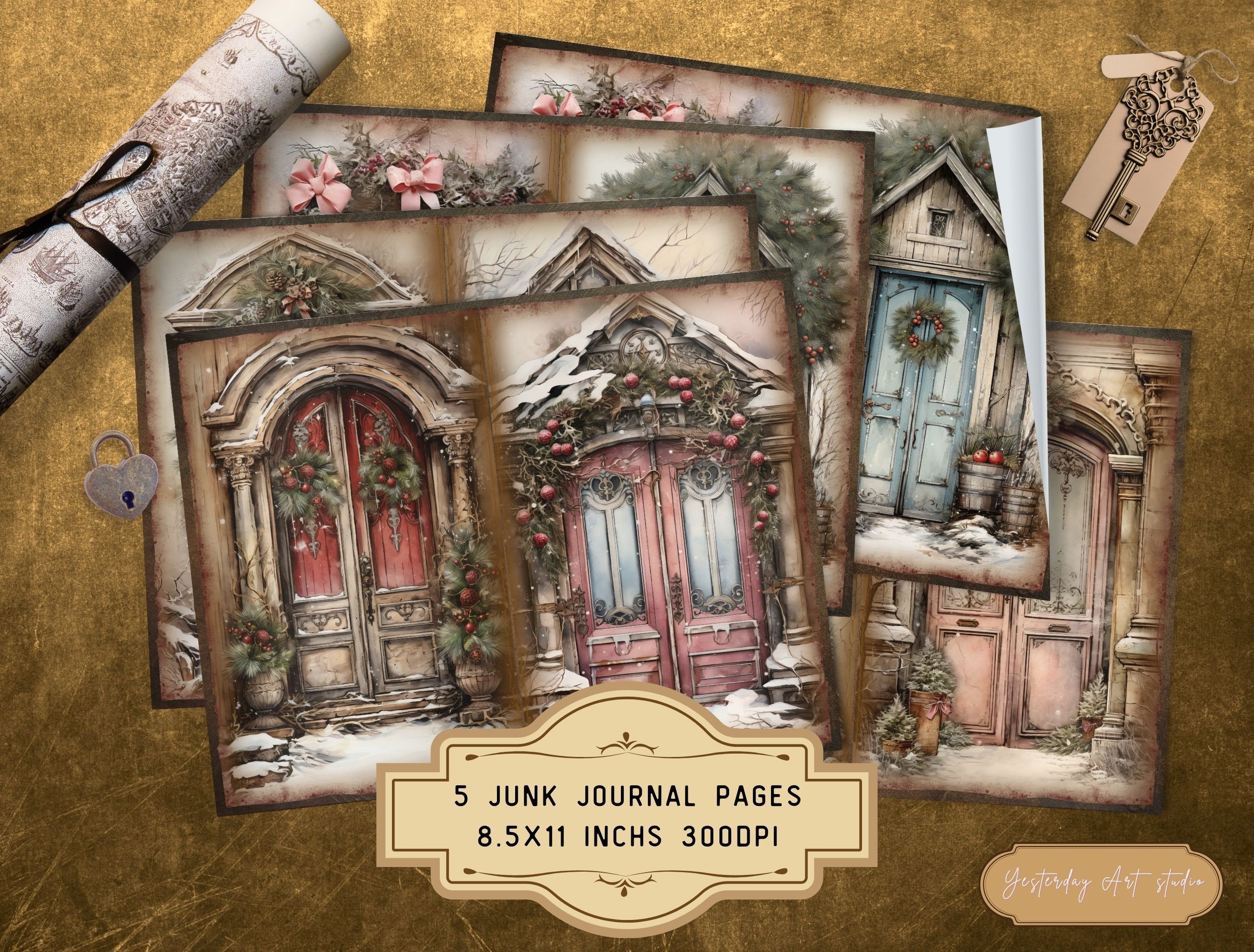 Christmas Junk Journal Kits Ephemera Digital Scrapbook Paper Kit ...