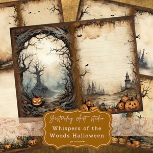 Halloween Junk Journal Printable Backgrounds Papers Halloween Forest Junk Journal Pages Ephemera Digital Scrapbook Paper Collage Journal Kit