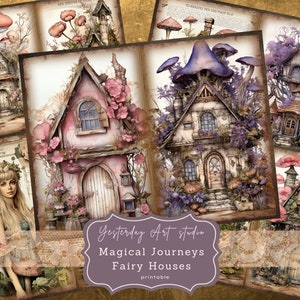 Feenhaus Journal Seiten Digitales Scrapbook Papier Kit Vintage Ephemera Collage Wunderliche Fantasy Journaling Feen Motive Junk Journal Kits