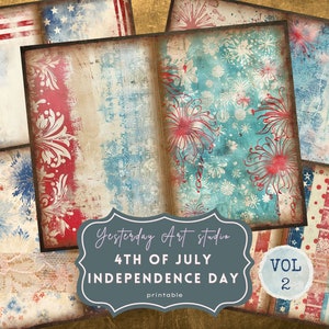 4th of July Junk Journal Kit USA Holiday Ephemera Patriotic Scrapbook Kit Independence Day Journaling Supplies Fourth of July Page Nostalgic