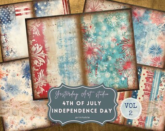 4th of July Junk Journal Kit USA Holiday Ephemera Patriotic Scrapbook Kit Independence Day Journaling Supplies Fourth of July Page Nostalgic