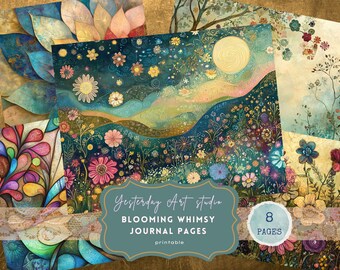 Blooming Whimsy Junk Journal Pages Whimsical & Floral Junk Journal Kit Quirky Ephemera Floral Whimsy Trifold Folio Mixed Media Scrapbook