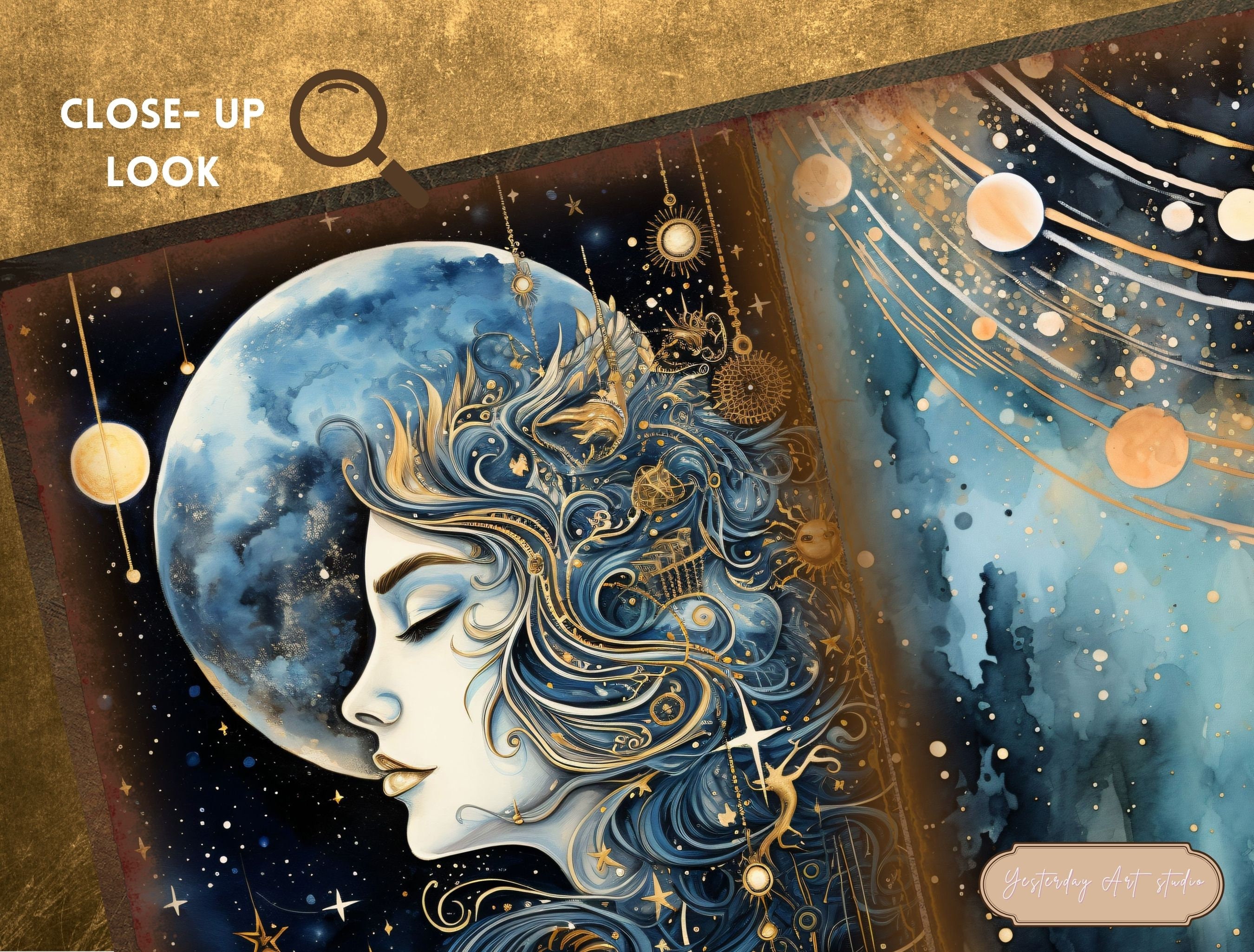 Celestial Galaxy Junk Journal Page Digital Scrapbook Paper Kit Ephemera ...