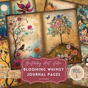 Blooming Whimsy Junk Journal Pages Whimsical & Floral Junk Journal Kit Quirky Ephemera Floral Whimsy Trifold Folio Mixed Media Scrapbook