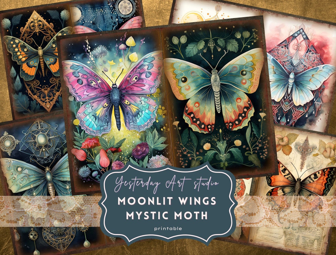 Moth Journal Mystic Moth Junk Journal Pages Moth Ephemera Digital Scrapbook Moth ...