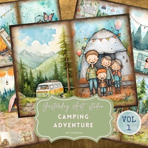 Camping Junk Journal Printables Traveler Printable Junk Journal Kit Camping Trip Junk Journal Pages Camping Junk Journal Kit Glamping
