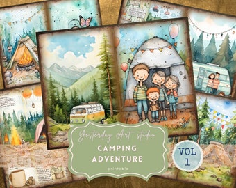 Camping Junk Journal Printables Traveler Printable Junk Journal Kit Camping Trip Junk Journal Pages Camping Junk Journal Kit Glamping