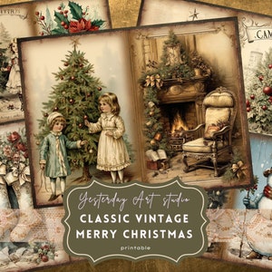 Christmas Junk Journal Pagers Ephemera Digital Vintage Scrapbook Paper Kit Collage Vintage Christmas Junk Journal Kit Christmas Junk Journal