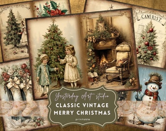 ジャンクジャーナル　クリスマス　ビンテージ A4 ヴィンテージ クリスマス ジャンク ジャーナル ペーパー スクラップ