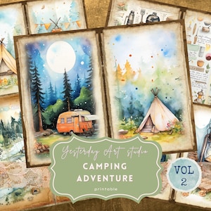 Acampamento lixo diário imprimíveis viajante kit de diário lixo para impressão acampamento viagem lixo diário páginas acampamento lixo kit diário glamping