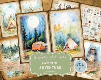 Camping Junk Journal Printables Traveler Printable Junk Journal Kit Camping Trip Junk Journal Pages Camping Junk Journal Kit Glamping