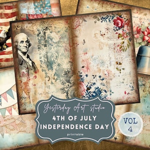 Kit de journal indésirable du 4 juillet USA Kit de scrapbooking patriotique éphémères pour les fêtes de fin d'année Fournitures de journalisation du jour de l'indépendance Page du 4 juillet nostalgique