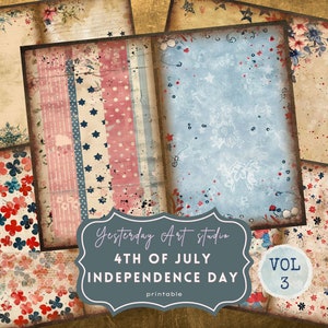 4th of July Junk Journal Kit USA Holiday Ephemera Patriotic Scrapbook Kit Independence Day Journaling Supplies Fourth of July Page Nostalgic