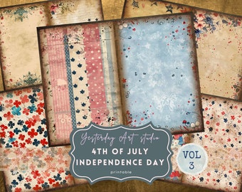 4th of July Junk Journal Kit USA Holiday Ephemera Patriotic Scrapbook Kit Independence Day Journaling Supplies Fourth of July Page Nostalgic