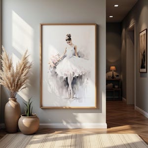 White Ballerina Watercolor PRINTABLE Wall Art Dance Woman Wall Decor Luxury Ballet Print Ballerina Abstract Art Gift Ballerina Painting w05