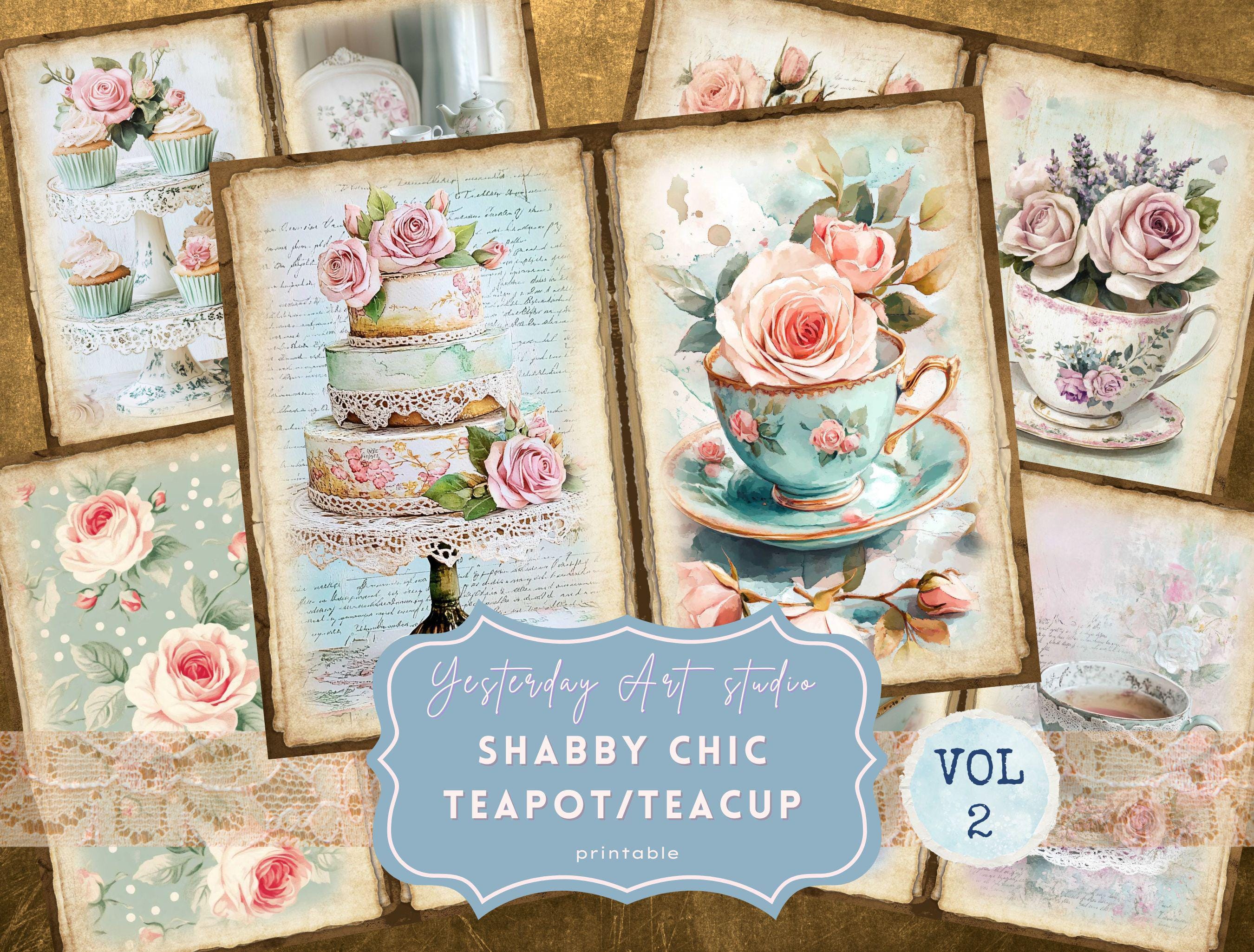 Shabby Chic Floral Teapot Junk Journal Kit Tea Journal Printable Pages ...