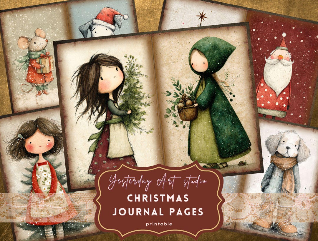 Whimsical Christmas Junk Journal Pagers Ephemera Digital Scrapbook ...