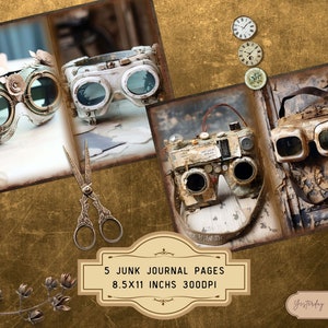 Old Goggle Junk Journal Pages Ephemera Digital Scrapbook Paper Kit ...