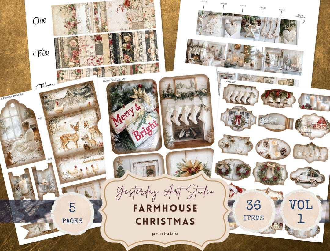 Farmhouse Christmas Junk Journal Pages Rustic Christmas Junk Journal ...