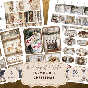 Farmhouse Christmas Junk Journal Pages Rustic Christmas Junk Journal Kit Cozy Winter Scrapbook Paper White Christmas Folio Winter Ephemera