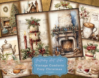 Christmas Junk Journal Pagers Ephemera Digital Vintage Scrapbook Paper Kit Collage Vintage Christmas Junk Journal Kit Christmas Junk Journal