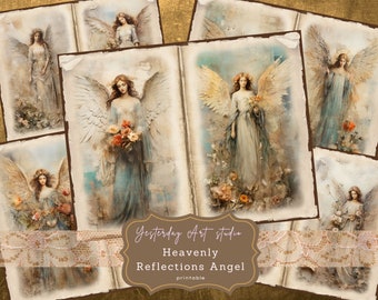 Heavenly Angel Junk Journal Pages Digital Scrapbook Paper Kit Vintage Ephemera Printable Paper Collage Sheet Journal Supplies Digital