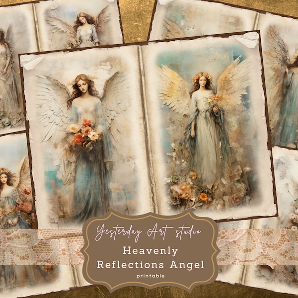 Heavenly Angel Junk Journal Pages Digital Scrapbook Paper Kit Vintage Ephemera Printable Paper Collage Sheet Journal Supplies Digital