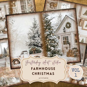 Farmhouse Christmas Junk Journal Pages Rustic Christmas Junk Journal Kit Cozy Winter Scrapbook Paper White Christmas Folio Winter Ephemera