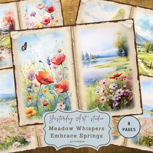 Spring meadow Junk Journal Page Digital Scrapbook Paper Kit Ephemera Wildflower Meadow Junk Journal Printable Spring Meadow Junk Journal Kit