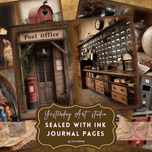 Sealed with Ink Junk Journal Kit – Vintage Post Office Ephemera, Letters, Envelopes, Airmail, Stamps, Wax Seals Trifold Folio, Stationery