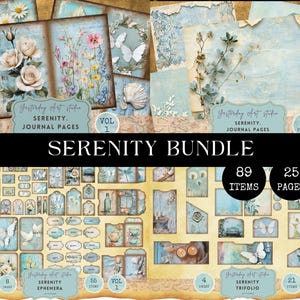 Pacote de diário de lixo serenity kit de diário de lixo borboleta efêmera tranquila fólio triplo de atenção plena mídia mista scrapbooking aquarela suave