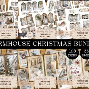 Farmhouse Christmas Junk Journal BUNDLE Rustic Christmas Junk Journal Kit Cozy Winter Scrapbook Paper White Christmas Folio Winter Ephemera